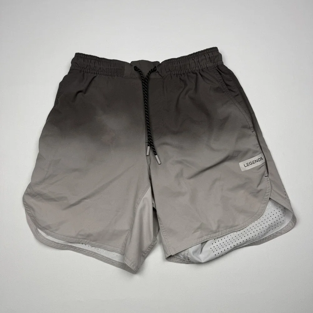 Legends Shorts Mens Small Gray Lined Athletic Running 7 Inseam Reflective